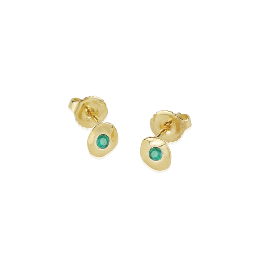 Emerald circle stud earrings by Mounir